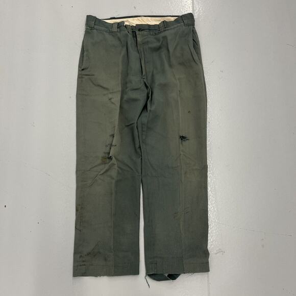 Vintage 60s Red Camel Green Sanforized Workwear Chinos 36x28